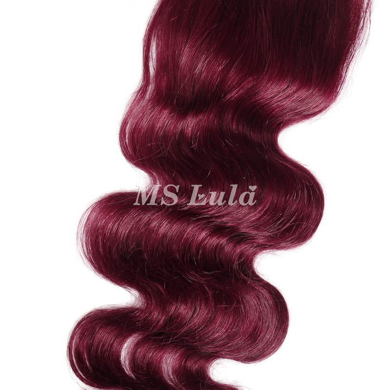 Body Wave #99J Virgin Human Hair 4x4 13x4 Transparent Lace Closure/Frontal - 图片 6